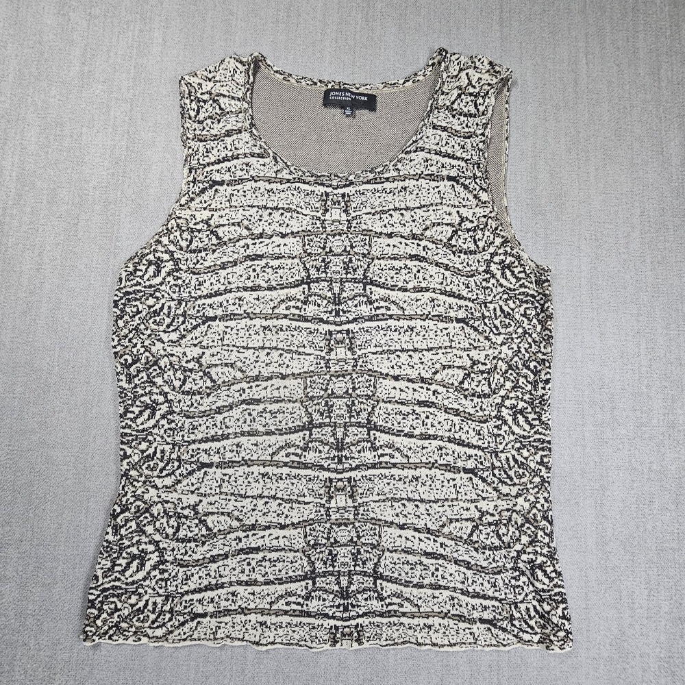 John New York Collection Women's Blouse Black Brown Sleeveless Sz XL